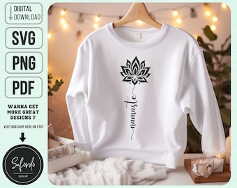 Namaste Lotus Flower Yoga SVG PNG PDF, Namaste Svg, Inspirational Quote Svg, Positive Svg, Commercial Licence, Digital Download