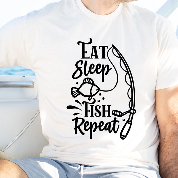 Eat Sleep Fish Repeat SVG PNG PDF, Fishing svg, Angler svg, Reel Svg, Fisherman Svg, T-Shirt svg, Commercial Licence