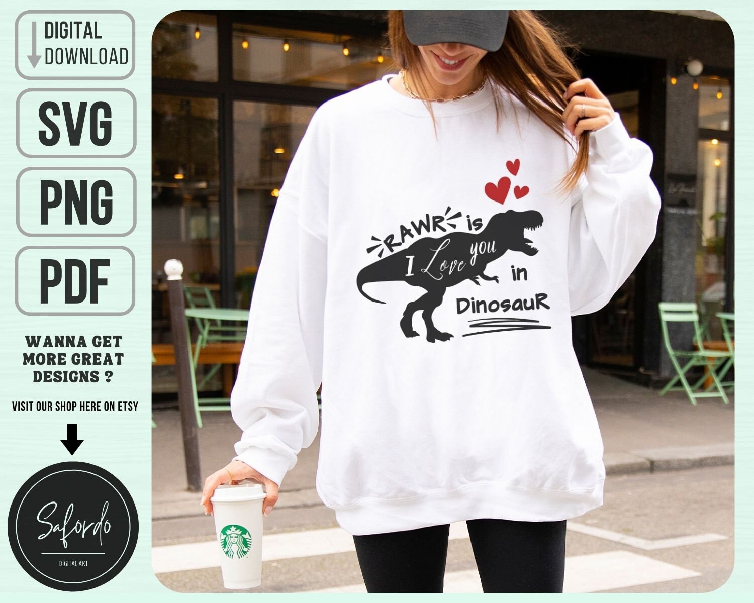Funny Valentine SVG PNG PDF, Rawr I Love You Dinosaur Svg, Love Svg, Valentines Day Svg, Hallo Valentine Svg, Dino Svg, Commercial Licence