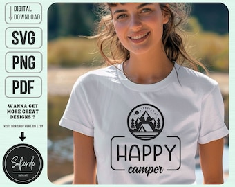 Happy Camper SVG PNG PDF, SVG al aire libre, Camping svg, Happy Camping, Aventura Svg, Camp Flag Svg, Licencia comercial