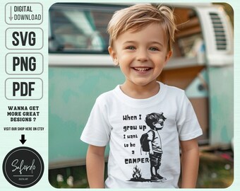 Camping Kid SVG PNG PDF, Kid Outdoor Svg, Peuter Camping Svg, Happy Camping Kid, Kids Adventure Svg, Camper Peuter Svg, Commerciële licentie