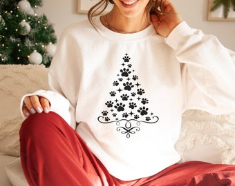 Weihnachtspfote Baum SVG PNG PDF, Tier Weihnachtsbaum Design SVG, Weihnachtsbaum SVG, niedliches Herz SVG, digitaler Download, kommerzielle Lizenz