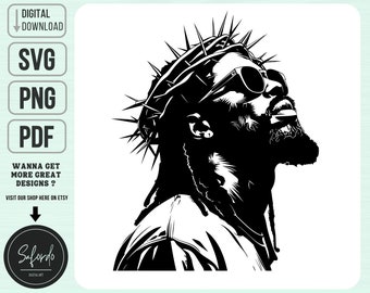 Cool African Jesus with Sunglasses SVG PNG PDF, Christian Svg, Easter Svg, He Is Alive, He Is Risen, Easter Vibes Svg, Commercial License