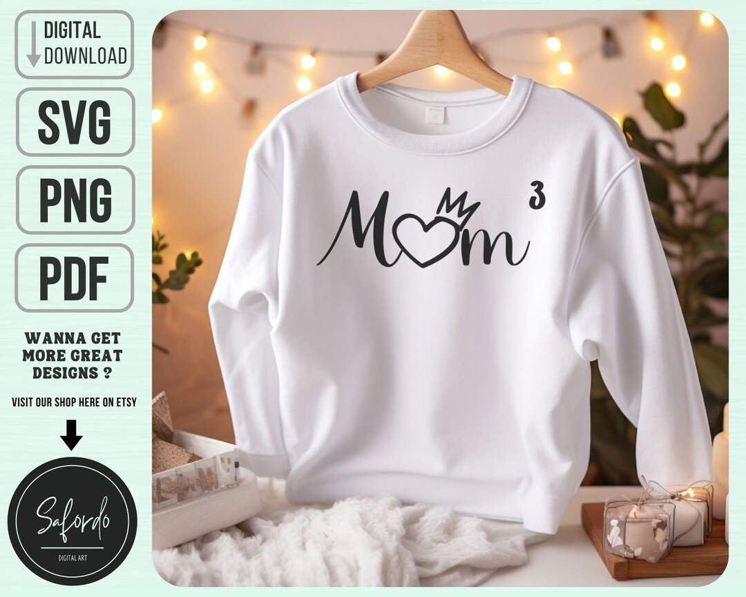 Three Mama Unity Mama Mom of Three SVG PNG PDF, Mom to the Power of 3, Queen Mom, Mom ...