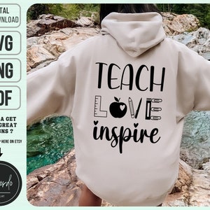 Teach Love Inspire SVG PNG PDF, Teacher Svg, Teacher Love Svg, Inspirational Png, Teaching Svg, Commercial Licence