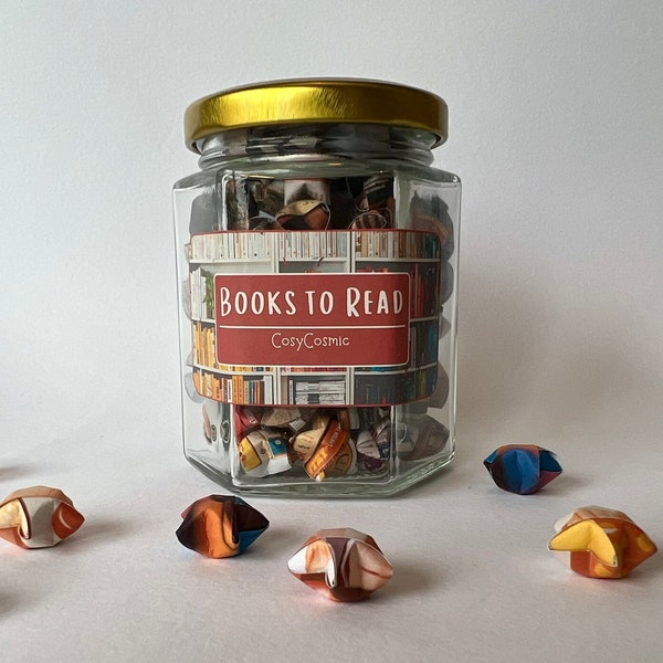 100 Books to Read Star Jar, Origami Stars, Reader Gift, To Be Read Jar