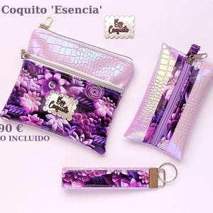 Kit regalo mujer hecho a mano | Monedero, portapañuelos y llavero a juego | Regalo personalizado elegante | Coquito Atelier