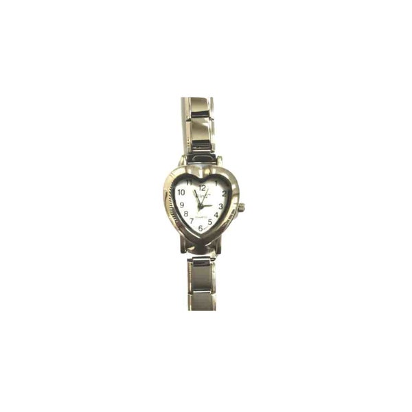 Reloj italiano con esfera blanca y corazón.