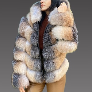 Women Frost Fox Jacket - Fox Fur Jacket . Women Fox Fur Jacket - Frost Fox - Fox Jacket -