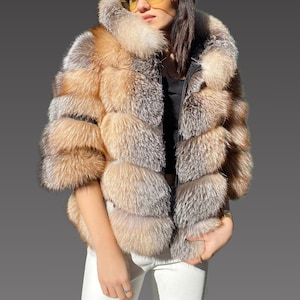 Women Frost Fox Fur Jacket - Premium Quality Fur - Luxury Fox Fur - Fox Jacket - Fox Fur Vest - For Her