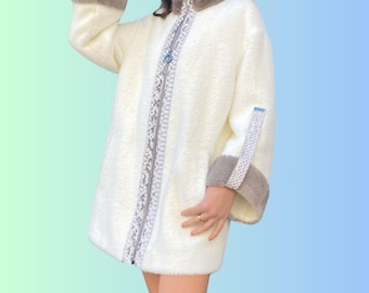 Frauen Jacke Nerzkragen - Nerzmanschetten - Alcantara Jacke - Python Details - Echter Nerz - Echte Pythonhaut -