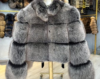 Special Color Natural Frost Fox Fur Jacket - Real Fur Jacket - Women Fox Coat - Fox Fur Jacket - Premium Quality -