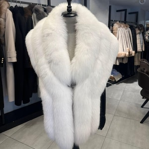 Frauen Fuchs Pelz Schal - Damen Fuchs Pelz Cape - Damen Winter Schal - Für besondere Anlässe - Weiß Fuchs Pelz Schal
