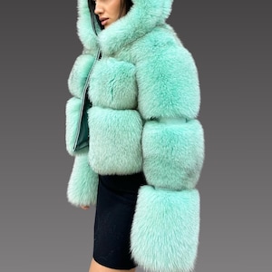 Premium Qualität Fuchspelz - Echter Frauen Fuchs Pelz - Geschenk für Frauen - Fuchspelz Jacke - Frauen Sonderfarbe Pelzjacke -