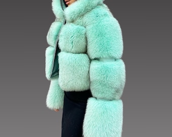 Premium Quality  Fox Fur - Real Women Fox Fur - Gift For Women - Fox Fur Jacket - Women Special Color Fur Jacket -