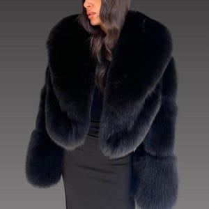 Women Fox Fur - Luxury Natural Fox - Full Skin Fox Fur Jacket - Premium color and quality - Special Design - Black Fox Fur