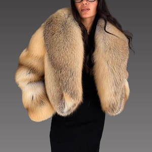 Women Fox Fur - Luxury Natural Fox - Full Skin Fox Fur Jacket - Premium color and quality - Special Design -