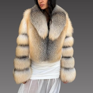 Women Fox Fur - Luxury Natural Fox - Full Skin Fox Fur Jacket - Premium color and quality - Special Design -