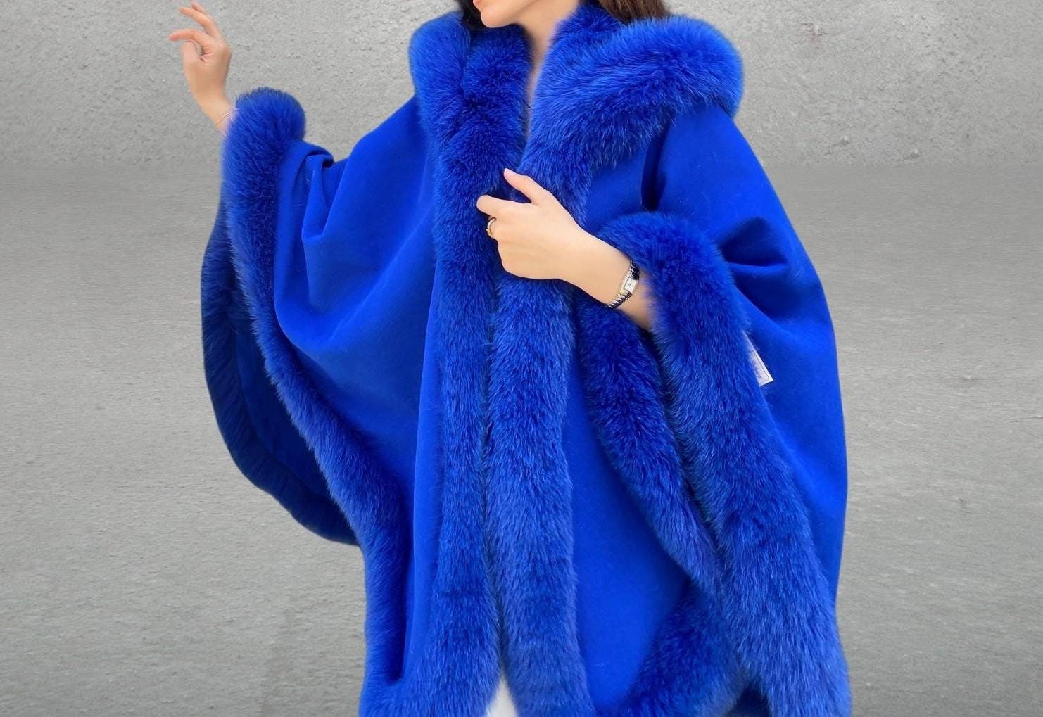 Blue Fox Fox Fur Poncho Grey Blue Fox Fur Cape Achillea Manoussi Furs
