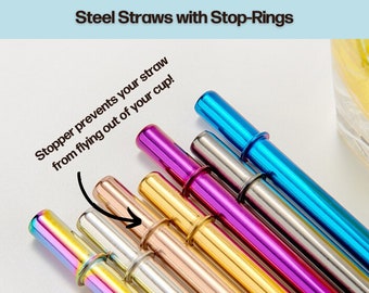 Metal Straw with Stopper Colorful Straw Tumbler Straw Replacement Straw Reusable Straw Extra Straw Add On 8.5 inch Straw 20oz 30oz Unique