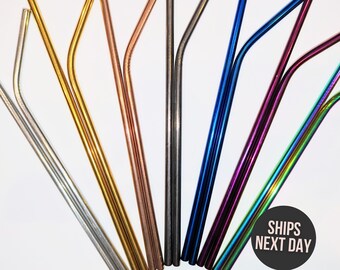 Metal Straw Iced Coffee Cup Straw Tumbler Replacement Straw Reusable Straw Extra Straw Cup Straw Add On 8 inch Metal Color Straw Sublimation