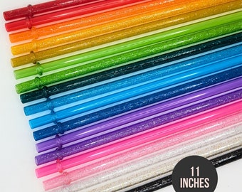 Pajita con purpurina, pajita translúcida, pajita de repuesto, pajita reutilizable, pajita adicional, pajita de plástico de 11 pulgadas para sublimación