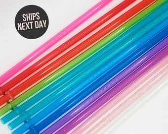 Pajita brillante, pajita de repuesto transparente y delgada para vasos, pajita reutilizable, pajita adicional para vasos, pajita de plástico de 9 pulgadas para sublimación