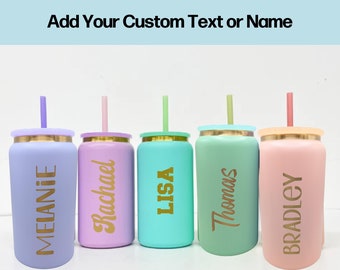 Custom Insulated Mug Personalized Glassware Monogram Iced Coffee Cup Gold Glassware Custom Tumbler Bridesmaid Gift for Her Name Water Bottle