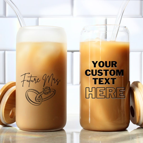 Custom Text Iced Coffee Glass Personalized Glass Tumbler Girls Trip Gift Custom Quote Mug Event Swag Personalizable Glass Unique Custom Mug