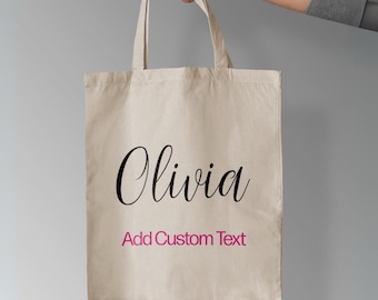 Personalized Name Bag Custom Name Tote Bag Custom Tote Shopper Women Bag Customized Script Name Gift For Her Personalized Gift Reusable Bag