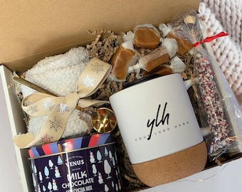 Caja de regalo Hygge, cesta de regalo elegante, acogedor paquete de cuidado invernal, obsequio corporativo, regalo de agradecimiento, agradecimiento al equipo, idea de regalo para compañeros de trabajo, cuidado personal