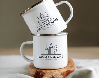 Personalized Camping Mug Custom Coffee Cup Campfire Mug Custom Camp Mug Enamel Mug Camping Gift Your Design Logo Business Merch Custom Text