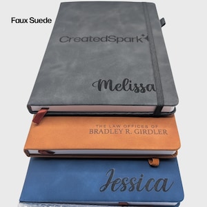 Personalized Notebook Custom Journal Engraved Leather Journal Personalized Employee Gift Journal with Name Office Gift Branded Product Gift image 2