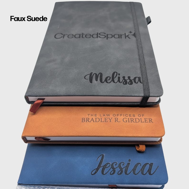 Personalized Notebook Custom Journal Engraved Leather Journal Personalized Employee Gift Journal with Name Office Gift Branded Product Gift image 2