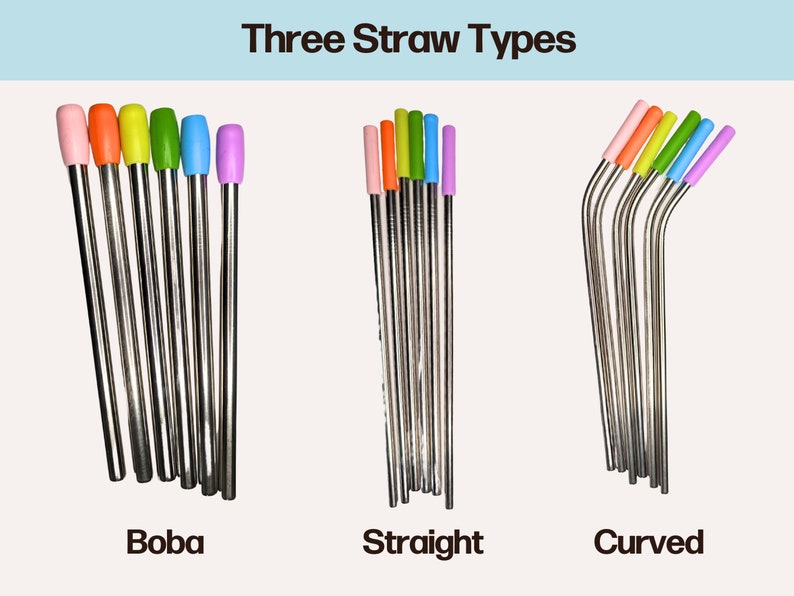 Metal Straw 9 Inch Straw Boba Straw Curved Straw Reusable Straw ...