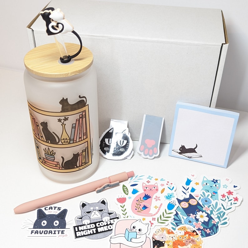 Personalized Cat Lover Gift Box Custom Cat Themed Gift Cat Mom Cat Lover Gift Idea Black Cat Gift Custom Cat Gift Cat Parent Cat Stickers