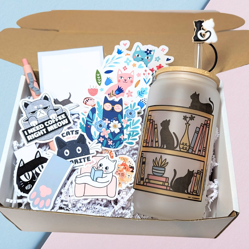 Personalized Cat Lover Gift Box Custom Cat Themed Gift Cat Mom Cat Lover Gift Idea Black Cat Gift Custom Cat Gift Cat Parent Cat Stickers