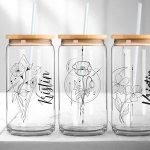 Gift for Mom Custom Coffee Mug Floral Design with Birth Flower Cup Flower Glass Tumbler Bridesmaid Gift