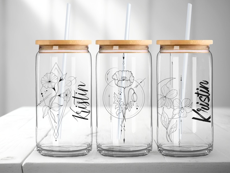 Gift for Mom Custom Coffee Mug Floral Design with Birth Flower Cup Flower Glass Tumbler Bridesmaid Gift