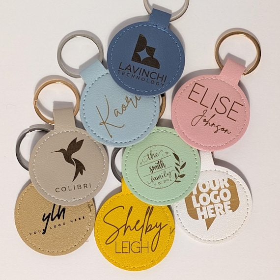 Personalized Tag Leather Keychain Backpack Label Diaper Bag Tag Engraved Custom Keychain Add Your Logo Employee Merch Promotional Product