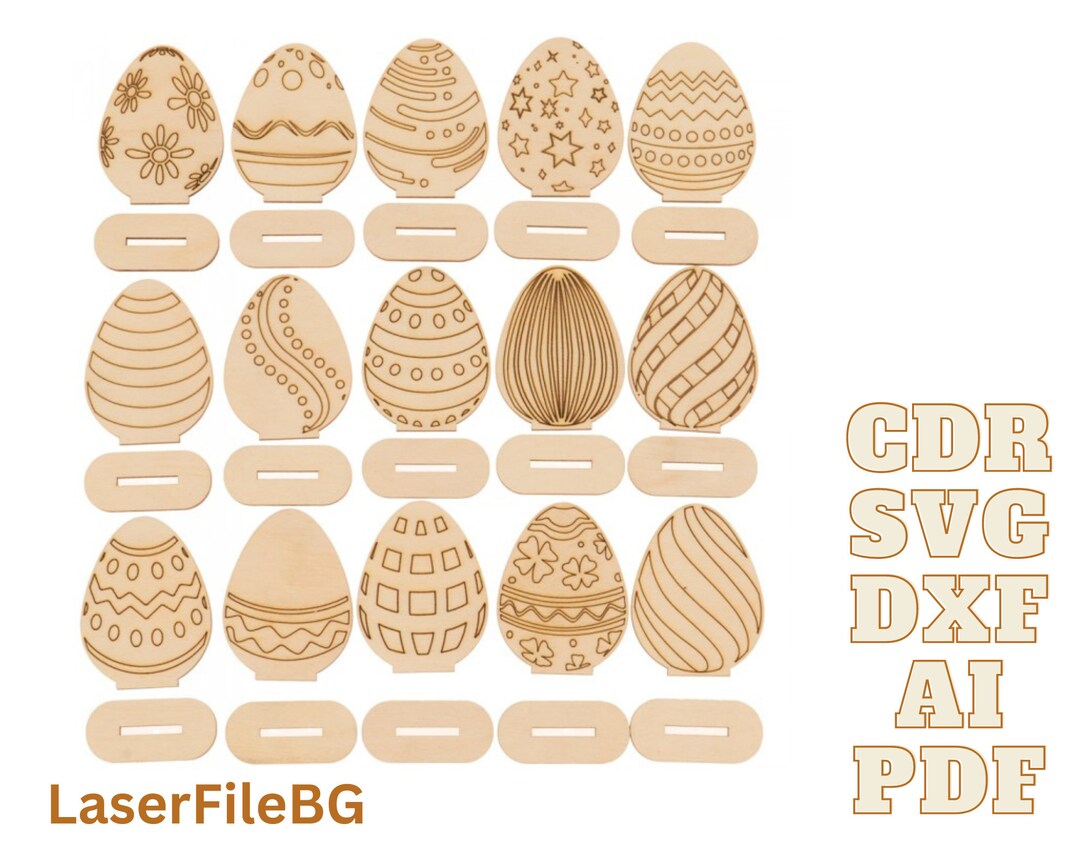 Easter Egg With Stand Laser Cut File (SVG, DXF, PDF) - Etsy