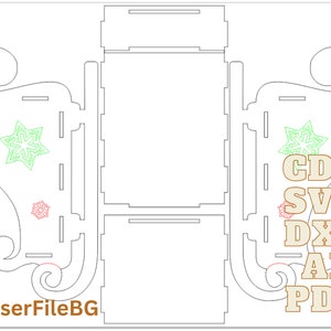 Trineo de Navidad, Vector de patrón para corte por láser, Svg, Dxf, Ai, Archivo de corte láser PDF, Descarga instantánea