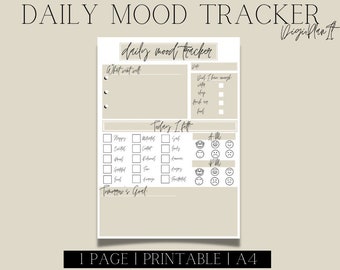 Daily Mood Tracker, printable mood tracker, emotion tracker, self care journal, mood log