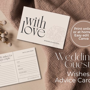 Hochzeit Wünsche & Ratschläge Karten für das glückliche Paar, Junggesellinnenabschied, Brautparty, A6 Vorlage, Druck zu Hause, digitaler Sofort-Download
