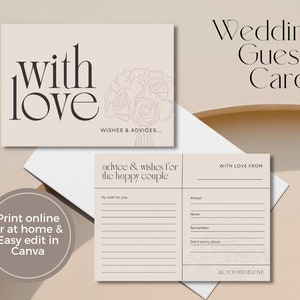Hochzeit Wünsche & Ratschläge Karten für das glückliche Paar, Junggesellinnenabschied, Brautparty, A6 Vorlage, Druck zu Hause, digitaler Sofort-Download