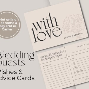 Hochzeit Wünsche & Ratschläge Karten für das glückliche Paar, Junggesellinnenabschied, Brautparty, A6 Vorlage, Druck zu Hause, digitaler Sofort-Download