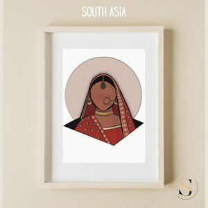 South Asian Digital Print, Desi Art, Culture, Faceless, Handmade home decor, Ready to print, A2,A3,A4,A5,A6, Instant download, High Quality