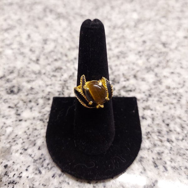 Vintage 18kt HGE Tiger's Eye Ring signed VARGAS