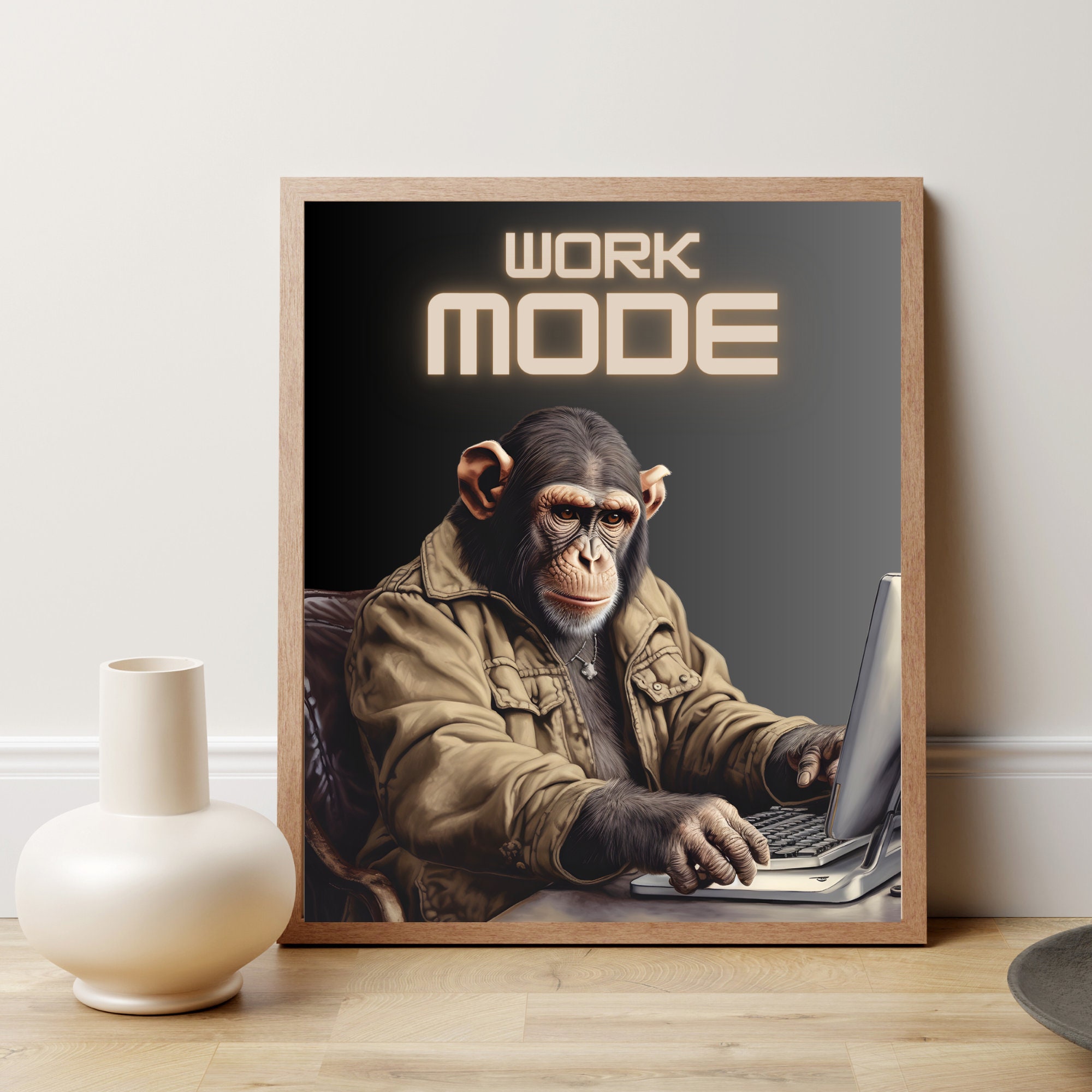 Toile D'Art Murale - Monkey Learning Tech - Design Informatique - Love By Canvas - Neuf