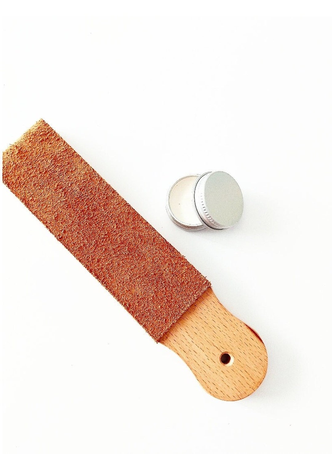 Wood Handle Leather Strop Double Sided & Honing Paste - Etsy